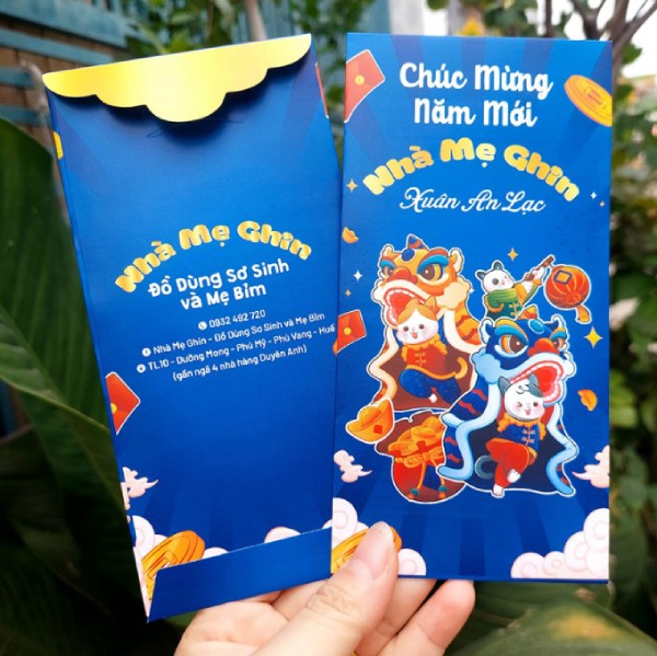In Hoa Long nhận thiết kế và in ấn mẫu bao lì xì màu xanh chất lượng