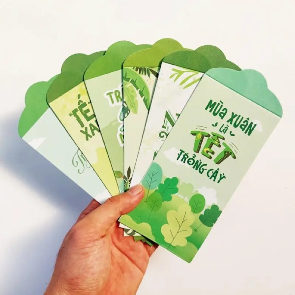 In Hoa Long thiết kế và in ấn mẫu bao lì xì màu xanh đẹp