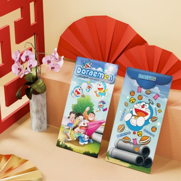 Mẫu bao lì xì doraemon giá rẻ, mẫu đẹp, thiết kế theo yêu cầu