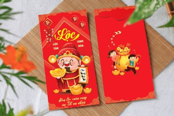 Mẫu bao lì xì thần tài đẹp tại In Hoa Long