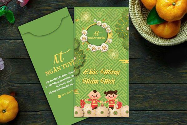 Mẫu bao lì xì màu xanh lá đẹp, thiết kế theo yêu cầu