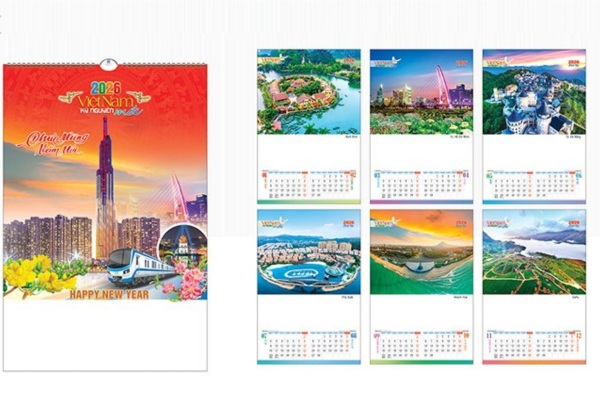 Mẫu in lịch lò xo 7 tờ phong cảnh