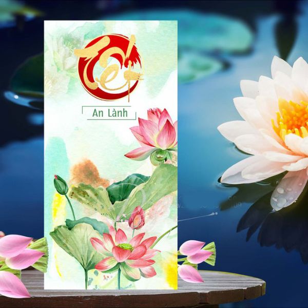 Mẫu bao lì xì hoa sen đẹp, thiết kế theo yêu cầu tại Hà Nội