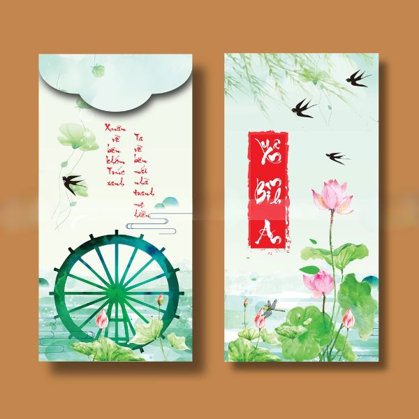 Mẫu bao lì xì hoa sen đẹp, thiết kế theo yêu cầu tại Hà Nội
