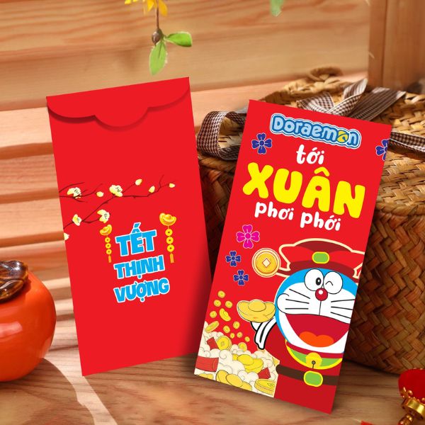 Mẫu bao lì xì doraemon giá rẻ, mẫu đẹp, thiết kế theo yêu cầu