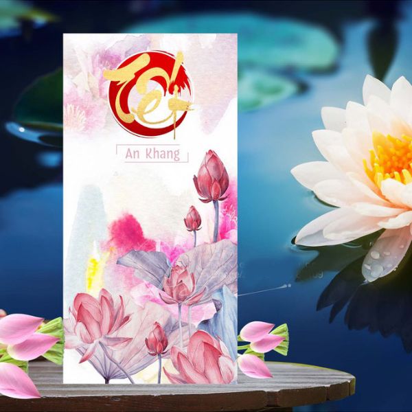Mẫu bao lì xì hoa sen đẹp, thiết kế theo yêu cầu tại Hà Nội