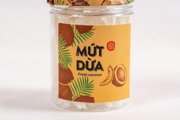 Mẫu tem nhãn mứt dừa đẹp tại In Hoa Long