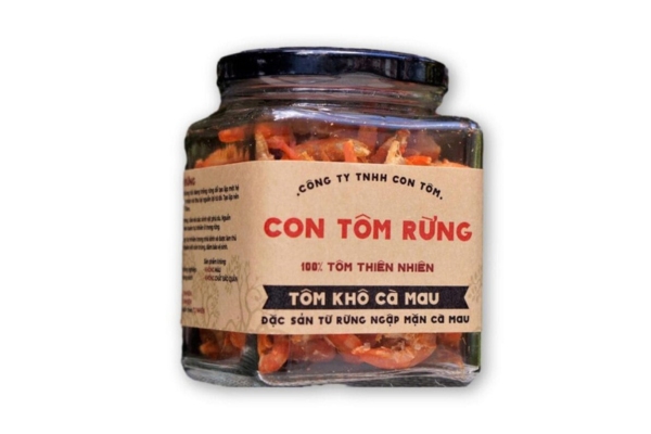 Mẫu tem nhãn tôm khô đẹp ấn tượng