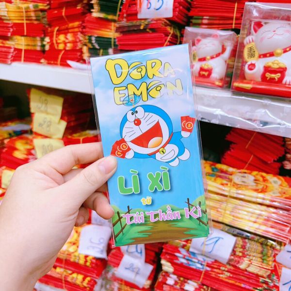 Mẫu bao lì xì doraemon giá rẻ, mẫu đẹp, thiết kế theo yêu cầu