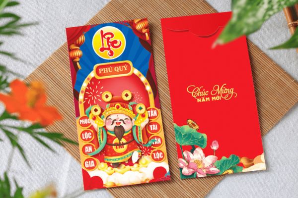 Mẫu bao lì xì thần tài đẹp tại In Hoa Long