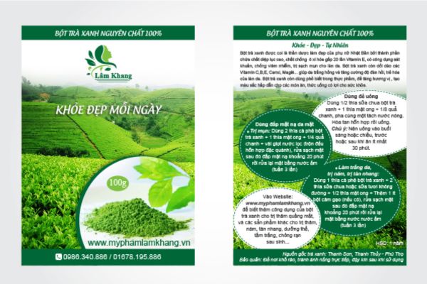 Mẫu tờ rơi bột trà xanh đẹp, thiết kế theo yêu cầu