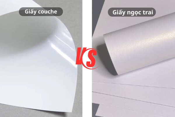 So sánh giấy phủ bột ngọc trai và giấy couche