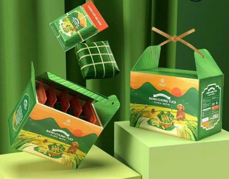 Thiết kế hộp đựng bánh chưng có quai xách
