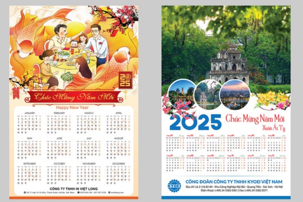 15+ mẫu lịch treo tường 1 tờ đẹp cho năm mới