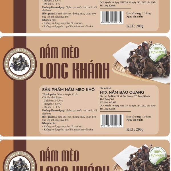 IN Hoa Long nhận In tem nhãn mộc nhĩ theo yêu cầu