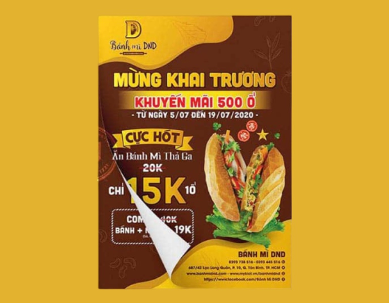 In tờ rơi tiệm bánh cho ngày khai trương