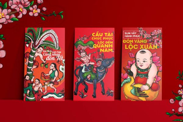 Mẫu bao lì xì tranh Đông hồ đẹp, thiết kế theo yêu cầu
