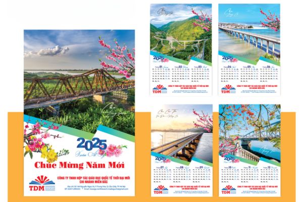 Mẫu in lịch 5 tờ đẹp, giá rẻ, chất lượng cao
