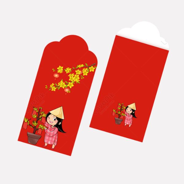 Mẫu bao lì xì hoa mai đẹp, thiết kế theo yêu cầu tại Hà Nội