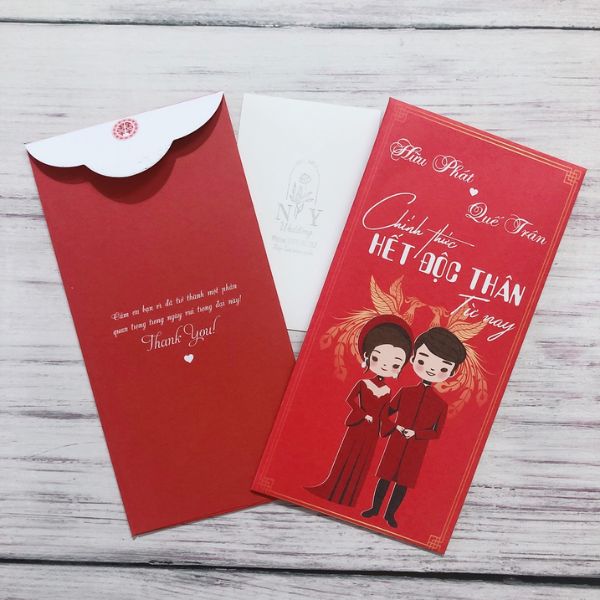Mẫu bao lì xì đám cưới đẹp, giá rẻ, thiết kế theo yêu cầu