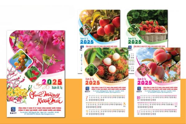 Mẫu in lịch 5 tờ đẹp, giá rẻ, chất lượng cao