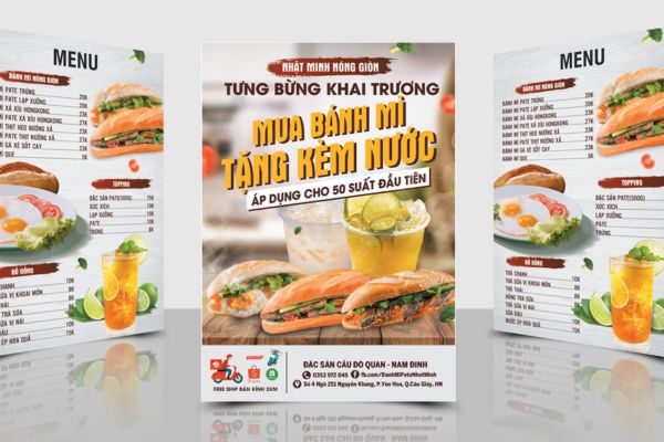 Mẫu tờ rơi bánh mì đẹp, thiết kế theo yêu cầu tại Hoa Long