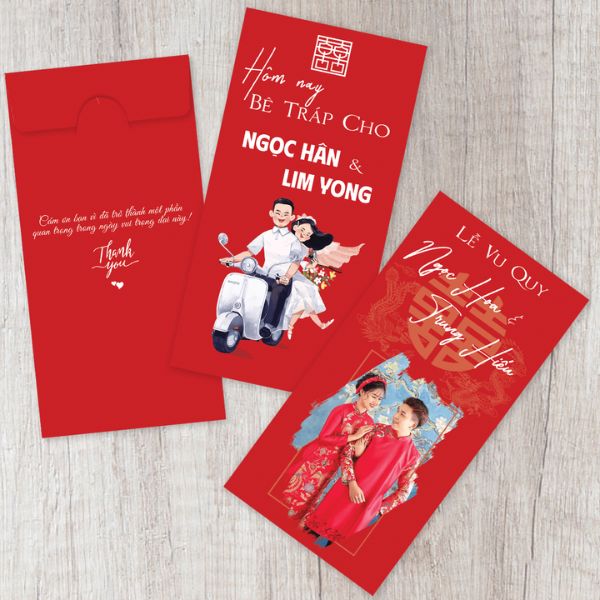 Mẫu bao lì xì đám cưới đẹp, giá rẻ, thiết kế theo yêu cầu