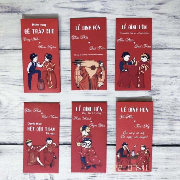 Mẫu bao lì xì đám cưới đẹp, giá rẻ, thiết kế theo yêu cầu