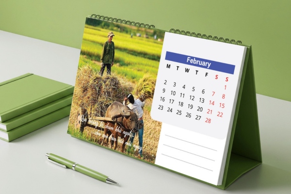 Mẫu lịch Tết 2026 để bàn có note