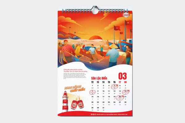 Mẫu lịch treo tường 12 tháng Săn Lộc Biển