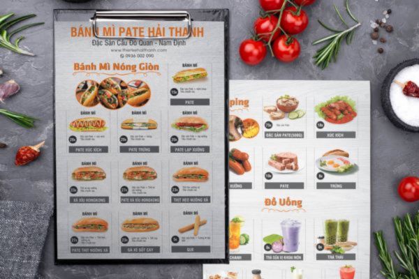 Mẫu menu tiệm bánh đẹp, giá rẻ, thiết kế theo yêu cầu