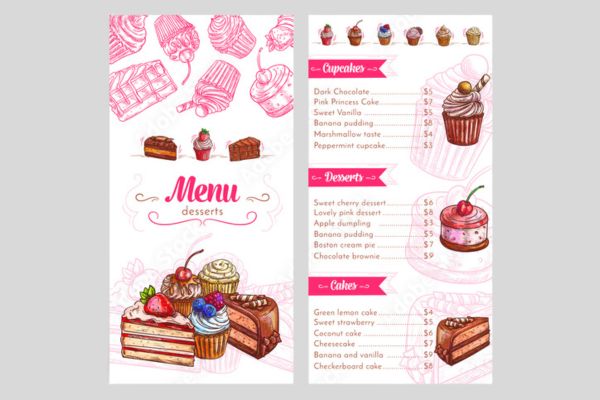 Mẫu menu tiệm bánh đẹp, giá rẻ, thiết kế theo yêu cầu