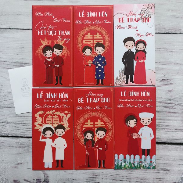 Mẫu bao lì xì đám cưới đẹp, giá rẻ, thiết kế theo yêu cầu