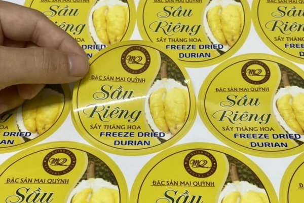 Mẫu tem nhãn sầu riêng sang trọng