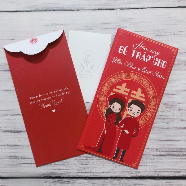 Mẫu bao lì xì đám cưới đẹp, giá rẻ, thiết kế theo yêu cầu