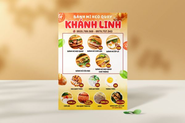 Mẫu tờ rơi bánh mì đẹp, thiết kế theo yêu cầu tại Hoa Long