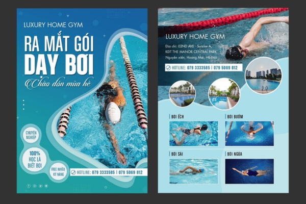 Mẫu tờ rơi dạy bơi đẹp, an toàn
