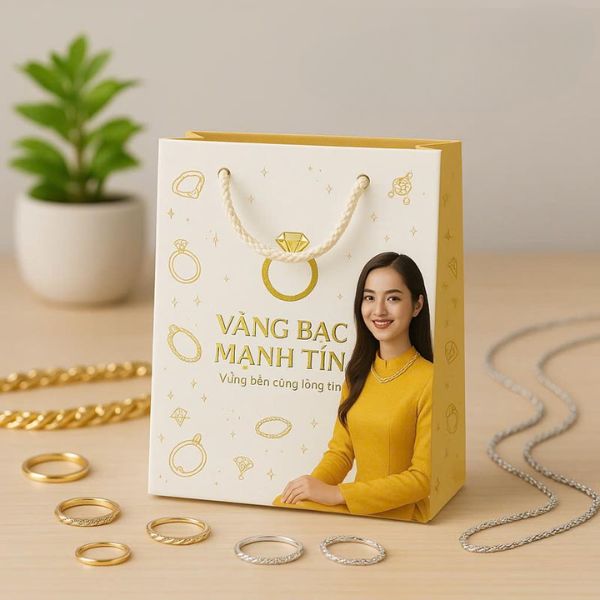 In túi giấy đựng vàng giá rẻ, thiết kế theo yêu cầu