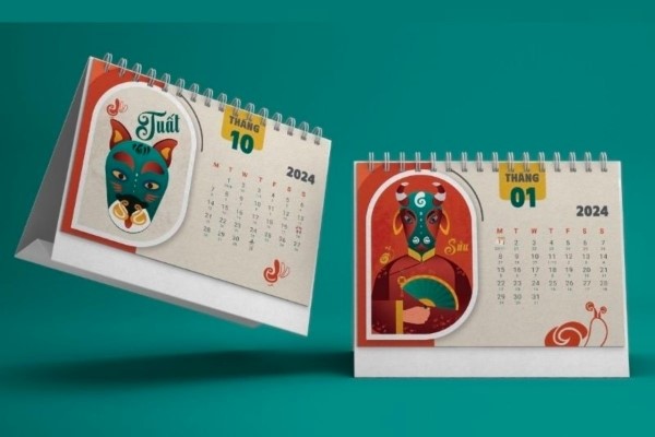 In Hoa Long nhận thiết kế và in ấn lịch để bàn đứng 12 con giáp