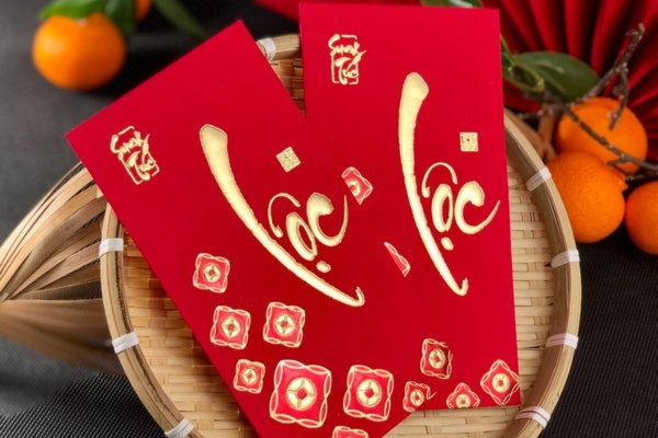 Mẫu bao lì xì Phúc Lộc Thọ ép kim
