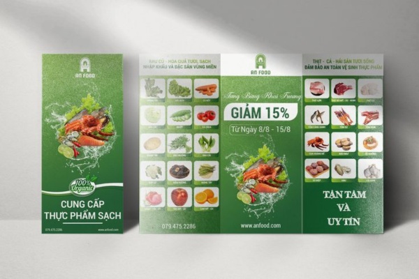 Mẫu brochure gấp 3 thực phẩm sạch
