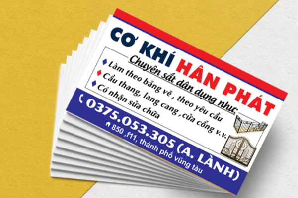 Mẫu card visit cơ khí giá rẻ, chất lượng cao tại Hà Nội