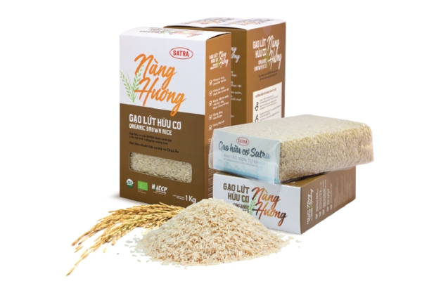 Mẫu hộp giấy đựng gạo có cửa sổ