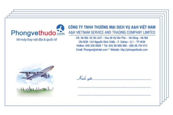 Mẫu in phong bì phòng vé máy bay đẹp nổi bật