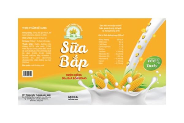 Mẫu tem nhãn sữa bắp giá rẻ, thiết kế theo yêu cầu