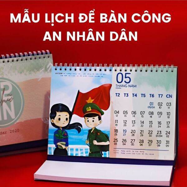 In Hoa Long nhận thiết kế và in ấn Mẫu lịch để bàn công an nhân dân chibi