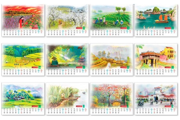 In Hoa Long nhận thiết kế và in ấn Mẫu lịch tết ngành du lịch tranh vẽ