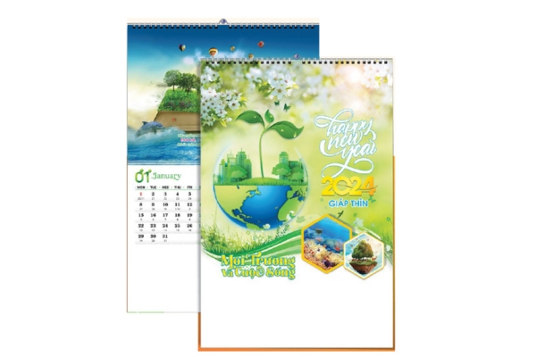 Mẫu lịch tết về môi trường in trên chất liệu cao cấp