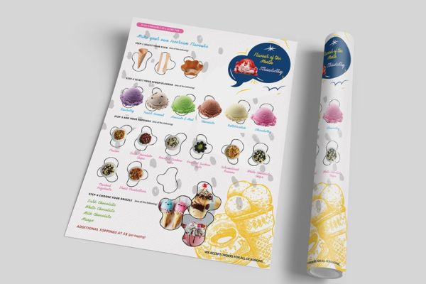 Mẫu menu quán kem giá rẻ, chất lượng cao tại Hà Nội