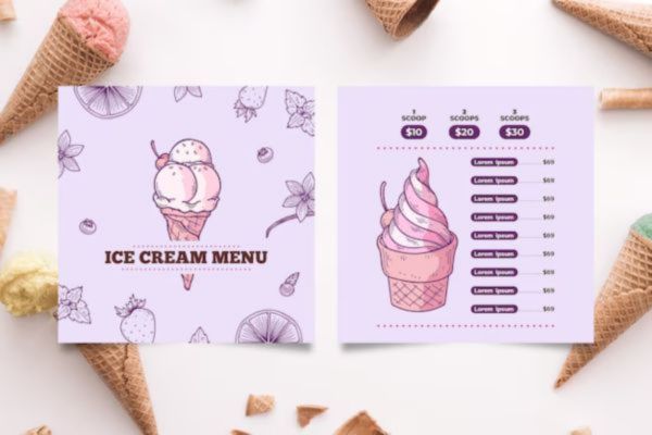 Mẫu menu quán kem giá rẻ, chất lượng cao tại Hà Nội